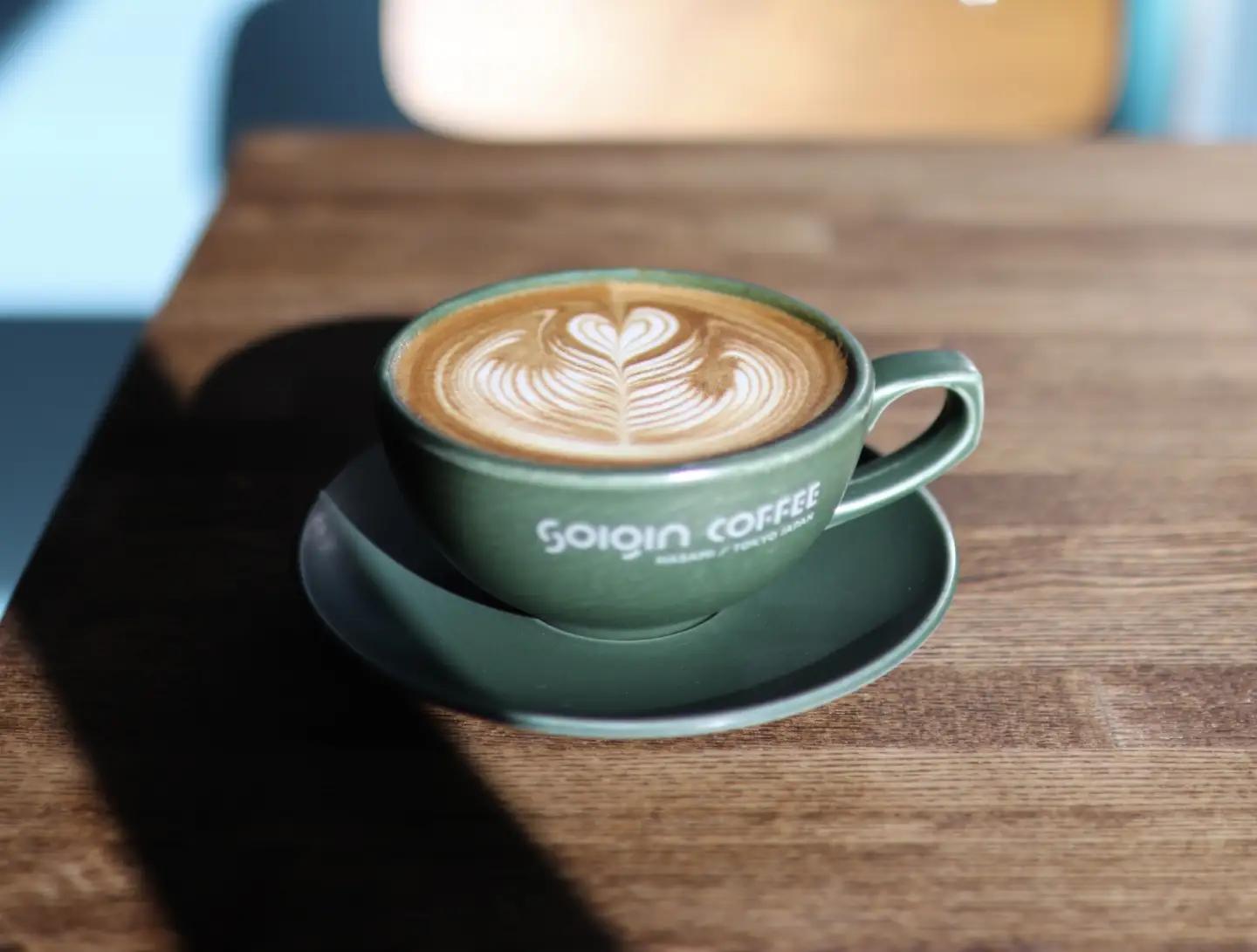 【有田焼】SOIGIN COFFEE　ロゴ入りラテカップ&ソーサーセット（グリーン）