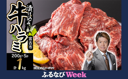 【ふるなびWEEK対象】吉田精肉店の漬け込み牛ハラミ_ハラミ 1kg 牛肉 肉 お肉 焼肉 焼き肉 やきにく 牛 タレ 人気 美味しい ふるさと 宮古市 BBQ バーベキュー おすすめ 送料無料_　FN-Limited【配送不可地域：離島】【1440322】