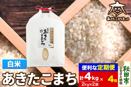 《定期便4ヶ月》あきたこまち 清流米 4kg(2kg×2袋)【白米】 秋田市雄和産