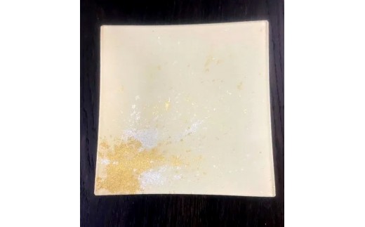 スクエアプレート(D) 古代塗り金箔漆白［NF210］