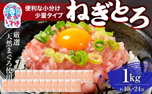 ねぎとろ 約1kg（約40g×24パック）小分け 冷凍 個包装 使い切りパック 1人前 まぐろたたき まぐろ