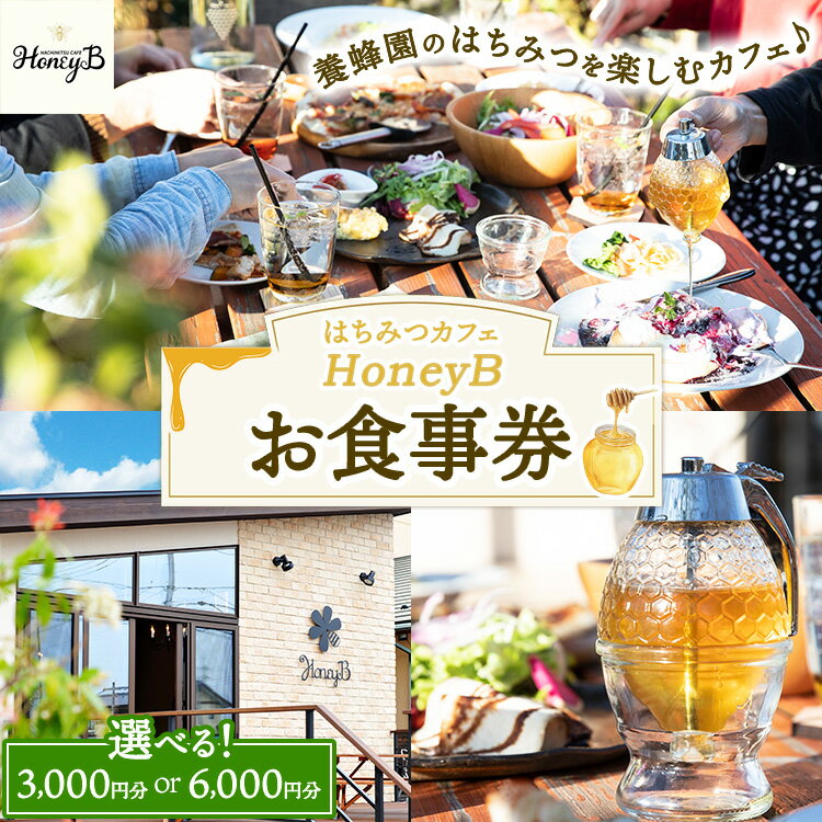 【ふるさと納税】【選べる金額】はちみつカフェHoneyB　お食事券 3,000円分・6,000円分 ｜ 食事券 チケット カフェ 蜂蜜 ハチミツ