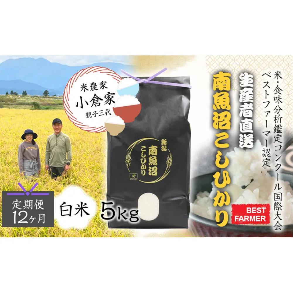 【令和８年産　新米予約 】【生産者直送】【定期便１２ヶ月】南魚沼産こしひかり　白米5kg×全12回　合計60kg   オグライスファーム＜コシヒカリ 精米 農家直送＞【定期便 お米 米】【2026年10月中旬頃から受付順に発送予定】