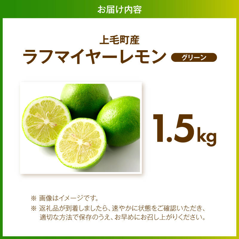 【先行受付】 上毛町産ラフマイヤーレモン 1.5kg （グリーンレモン） OF0108