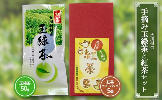 
                  大川村の手摘み玉緑茶と紅茶セット（玉緑茶50g　紅茶ティーパック） F6R-151
                