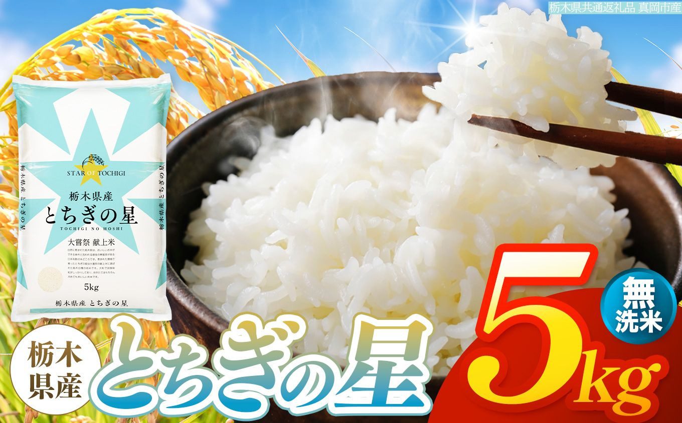 【令和8年産 新米】 栃木県産 お米 とちぎの星　（無洗米） 5kg 【2026年秋以降発送】 |  栃木県 矢板市 【栃木県共通返礼品 真岡市産】