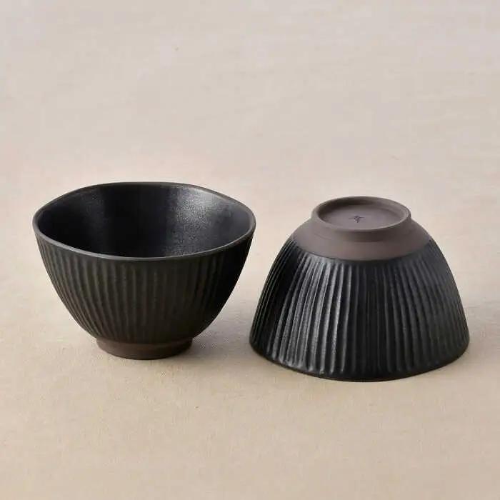 【波佐見焼】しのぎ 丼ぶり ブラック 2個セット【トーエー】[QC73]