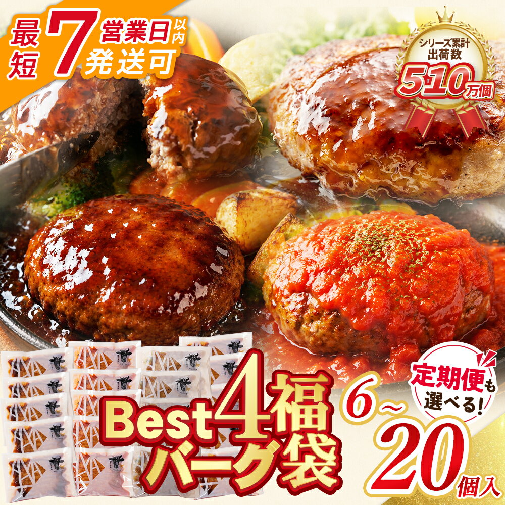 【ふるさと納税】高評価★4.57！Best4 ハンバーグ 【個数が選べる】6 〜 20個 （ ふるさと納税 ハンバーグ 温めるだけ ハンバーグ 4種 デミグラス てりやき ジャポネ トマト ふるさと 人気 ランキング 博多若杉 最短発送 送料無料 ）