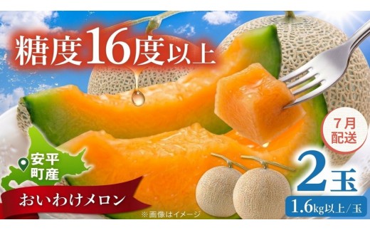 【2027年先行予約】おいわけメロン 1.6kg以上×2玉【7月配送】赤肉メロン 糖度16度以上 北海道安平町産 ギフト お中元 ※着日指定不可