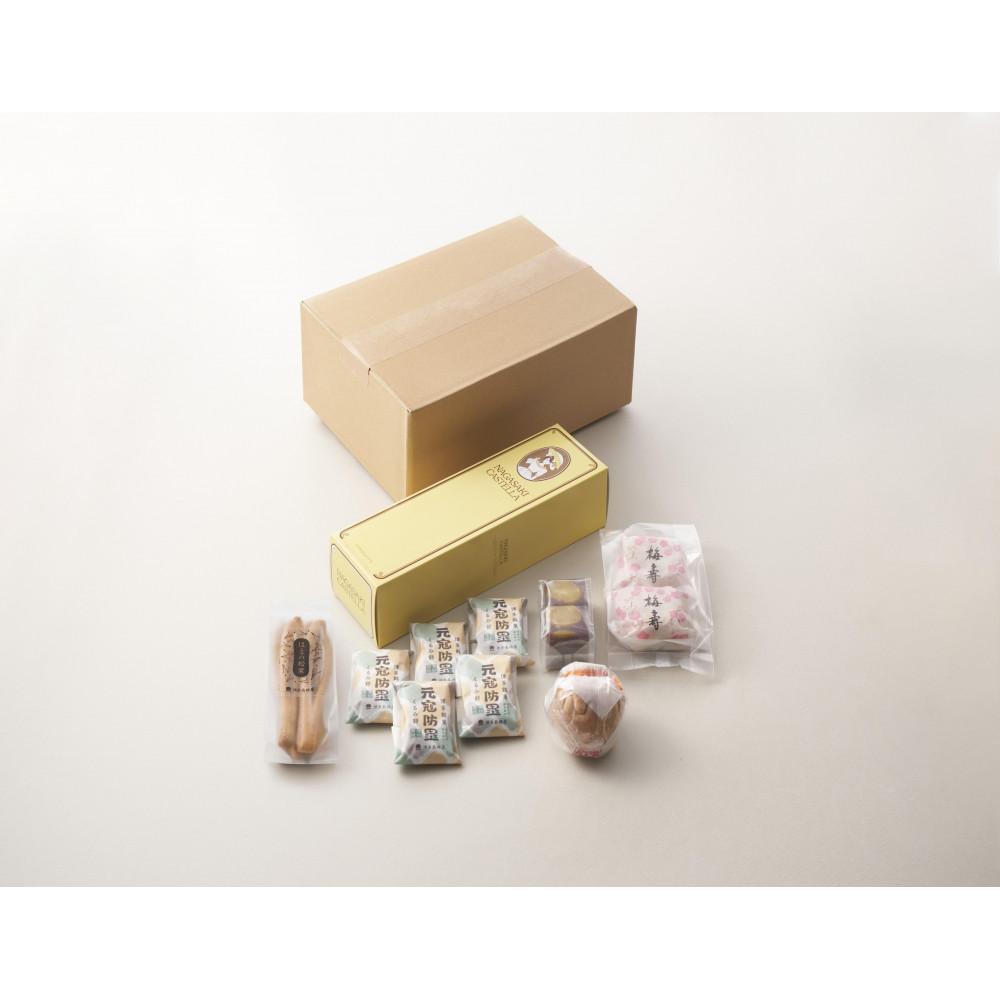 【ふるさと納税】【セット】博多長崎屋　和菓子お楽しみセット(元寇防塁、カステラ、梅寿最中、栗羊羹、はまの松葉、おしるこ) | 菓子 おかし 和菓子　食品