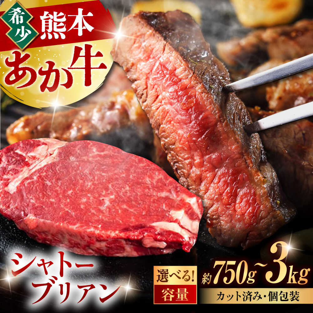 【ふるさと納税】《選べる容量！》 熊本 あか牛 ヒレ肉 希少部位 シャトーブリアン 約750g〜約3kg 熊本県産 牛 ヒレ お肉 肉 赤牛 牛肉 柔らかい 希少部位 赤身 ヒレステーキ ヒレ肉 フィレ 肉 ステーキ ディナー 熊本 九州 国産 【合同会社 たべたせいか】[AYCB050]