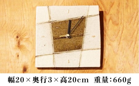東馬窯 絵粉引掛け分け壁掛け時計（角） [UCI009] 時計