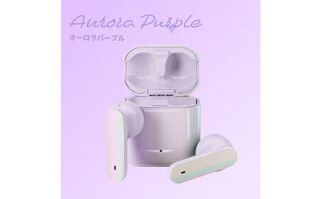 【オーロラ/パープル】Bluetooth 5.3 完全ワイヤレス ステレオイヤホン インナーイヤータイプPG-BTE18TW AOS0002VC04
