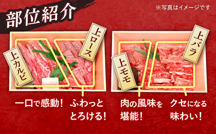 【3回定期便】長崎和牛 焼肉 4種 上バラ 上モモ 上ロース 上カルビ 計920g / 長崎和牛 焼肉 焼き肉 牛肉 和牛 牛 バラ モモ ロース カルビ / 諫早市 / 焼肉おがわ [AHCD051