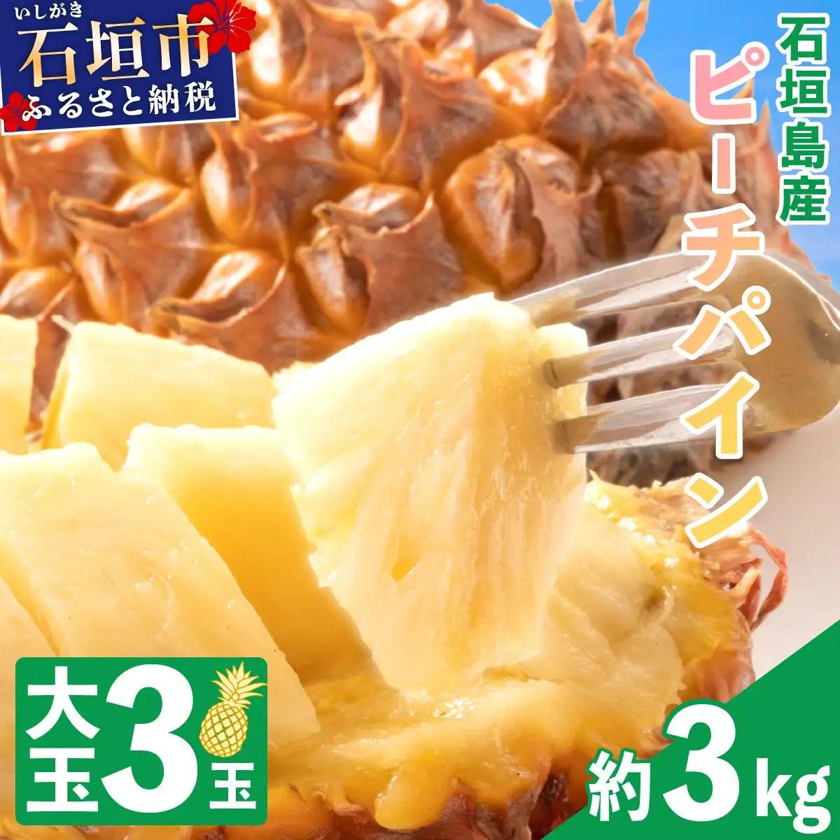 パイナップル 石垣島産・大玉ピーチパイン 3玉 約3.0kg 