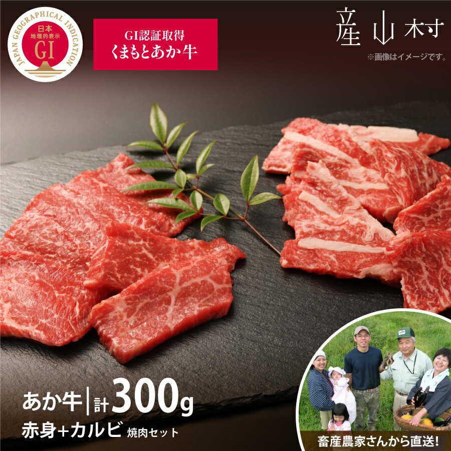 【ふるさと納税】【山の里】くまもと阿蘇あか毛和牛 焼肉セット　赤身肉＋カルビ（150g×2パック）【産山村産】 赤身 和牛 牛肉 牛 国産 BBQ あか牛 山の里 人気 ギフト 詰め合わせ 贈り物 お中元 お歳暮 贈答 熊本 阿蘇 産山村 送料無料《60日以内に出荷予定(土日祝除く)》