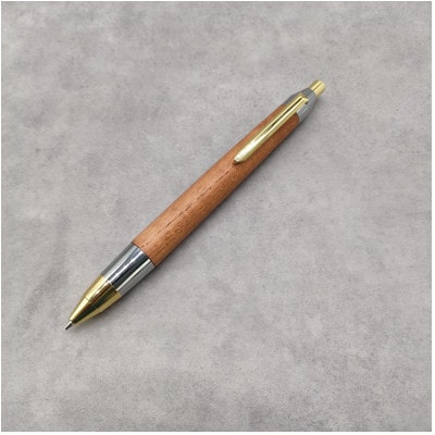 欅(けやき)木軸ペン　スタンダードタイプ・シャープペンシル(ゴールド＆シルバー金具) 固定ノック【1689314】
