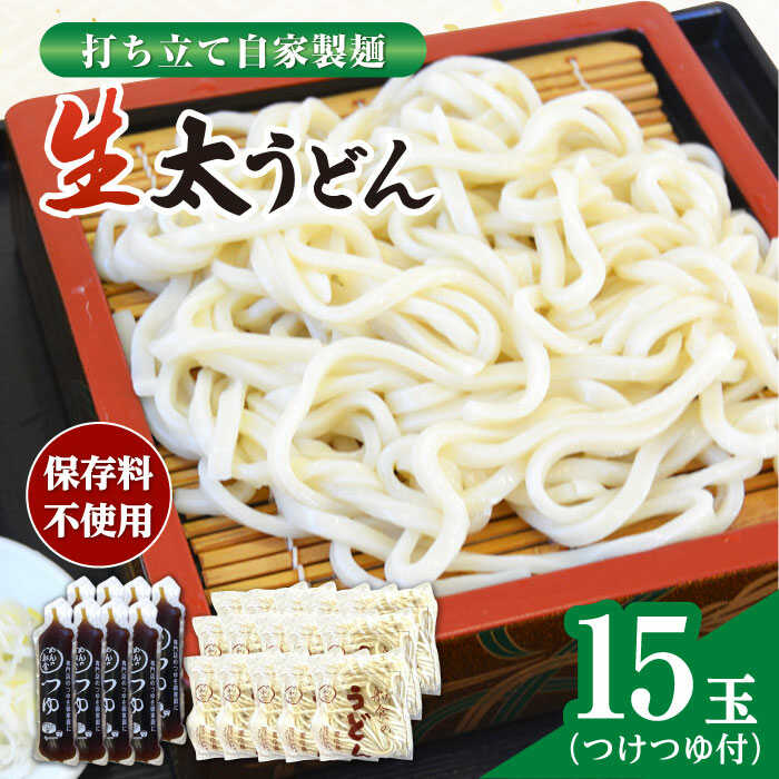 【ふるさと納税】船食製麺の生太うどん約150g×15玉セット 自家製つけつゆ付き 生麺 生めん 太麺 太めん 熟成麺 つゆ めん 麺 饂飩 つけつゆ【有限会社 船食製麺】[AKAL011]