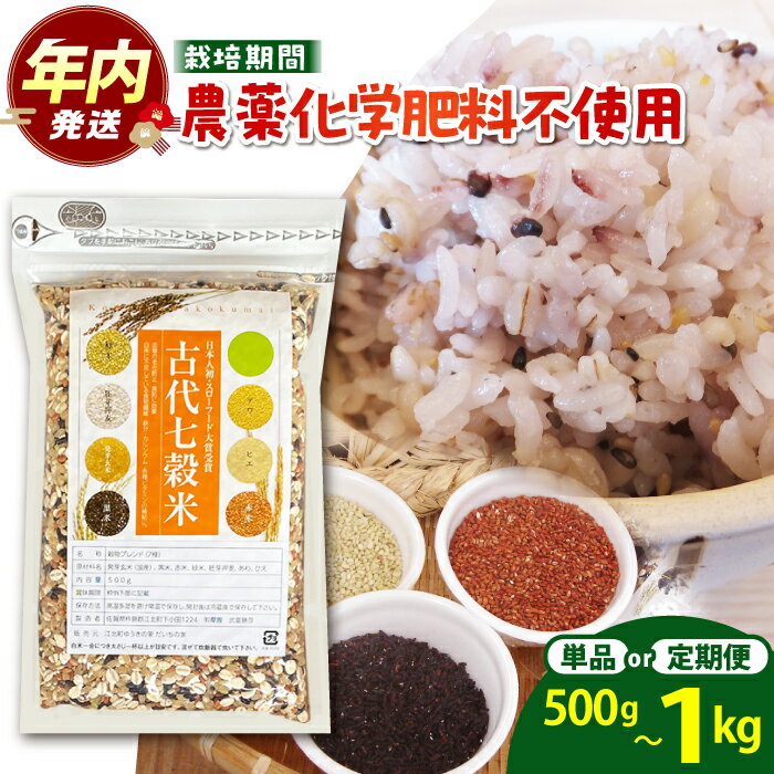 【ふるさと納税】古代七穀米 （500g / 1kg)【だいちの家】 [HAG003]　/ 食品 米・雑穀 その他 雑穀 雑穀米 国産 スローフード 単品 定期 定期便 七穀米
