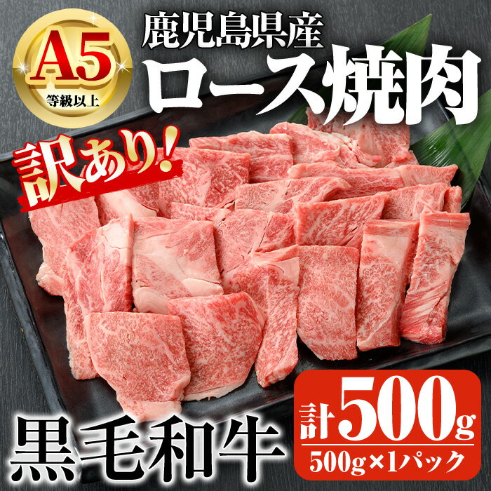 【ふるさと納税】鹿児島県産A5等級以上黒毛和牛・ロース不揃い切り落とし焼肉 計500g(500g×1パック) 国産 鹿児島県産 牛 小分け 冷凍 牛肉 黒毛和牛 切り落とし ロース 訳あり【ビーフ倉薗】