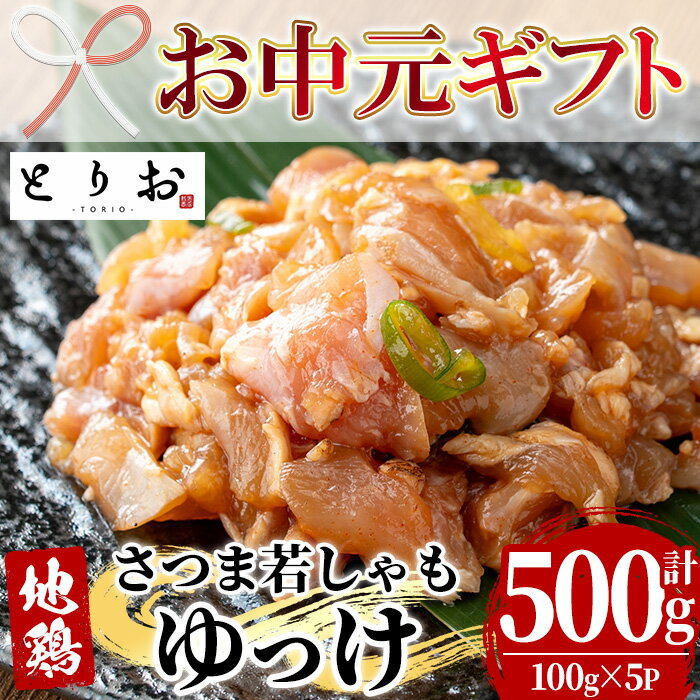 【ふるさと納税】＜2026年お中元ギフト＞鹿児島地鶏 さつま若しゃも ゆっけ(100g×5P・計500g) 国産 鹿児島県産 鶏肉 鳥肉 地鶏 地どり 鳥刺し 鶏刺し タタキ たたき ユッケ 冷凍 刺身 【野元商店】
