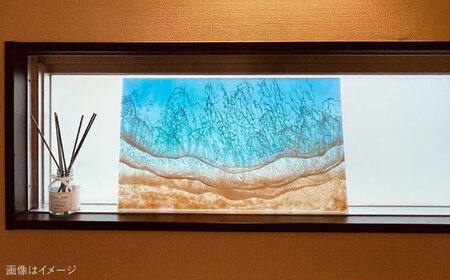 レジンアート 『波のクリアパネル』 海アート 大判アクリルパネル (W54×H32cm) アート インテリア 絵画 アートパネル おしゃれ 沖縄市 / Kays Artistry[BCAG015]