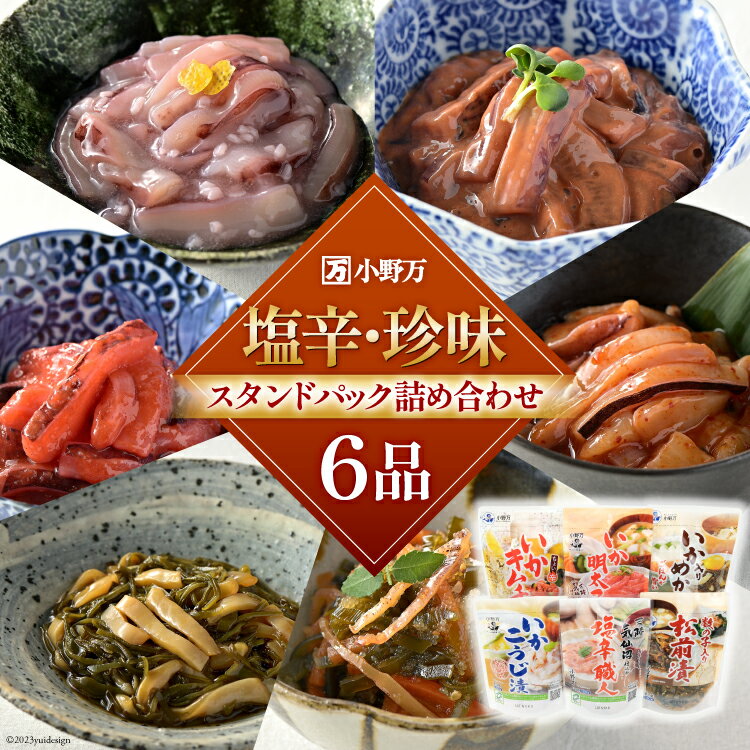 【ふるさと納税】塩辛・珍味 スタンドパック 詰め合わせ 6品セット [小野万 宮城県 気仙沼市 20564632] いか 塩辛 珍味 おつまみ おかず イカ