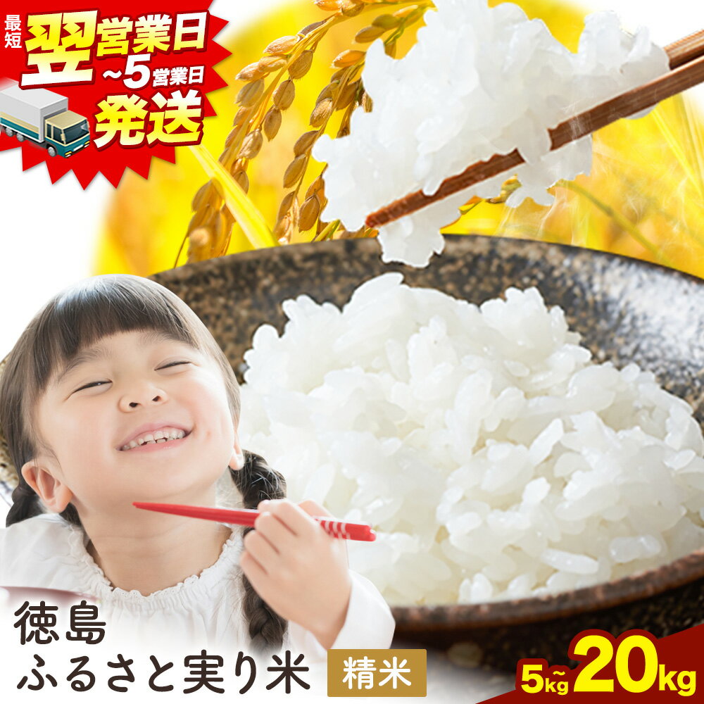 【ふるさと納税】最短翌日発送　もちもち美味しい！ 徳島ふるさと実り米 白米 5kg~20kg 《1-5営業日以内発送》ふるさと納税 米 5kg 10kg15kg 20kg 精米 白米 徳島県 上板町 送料無料