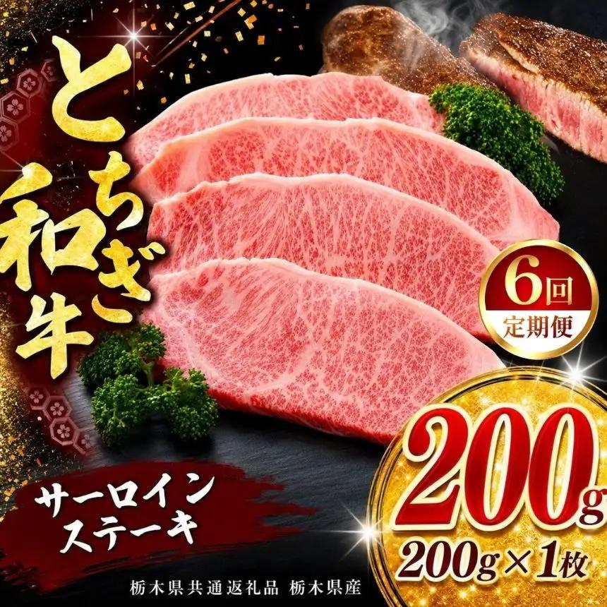 《定期便6回》【とちぎ和牛】牛肉 サーロインステーキ 200g×1P  《栃木県共通返礼品 栃木県産》