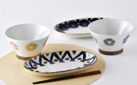 NB 102【波佐見焼】大人気 どんぶり プレート 含む オリジナルセットアップ商品 食器 皿 【新生和/堀江陶器】 [NB102] 波佐見焼