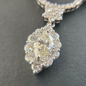 【一点もの】K18WG ホワイトゴールド トータル2ctUP イエローダイヤモンド マーキスカット ネックレス OWN0112