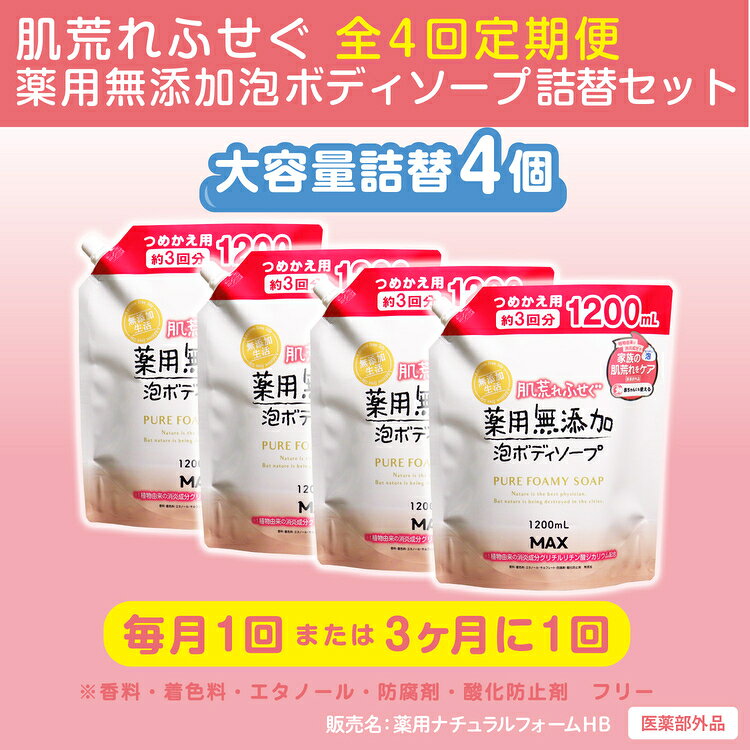 【ふるさと納税】【全4回定期便】肌荒れを防ぐ薬用無添加　泡ボディソープ 詰替セット4個入　＜無添加生活シリーズ＞ ※北海道・沖縄・離島への配送不可