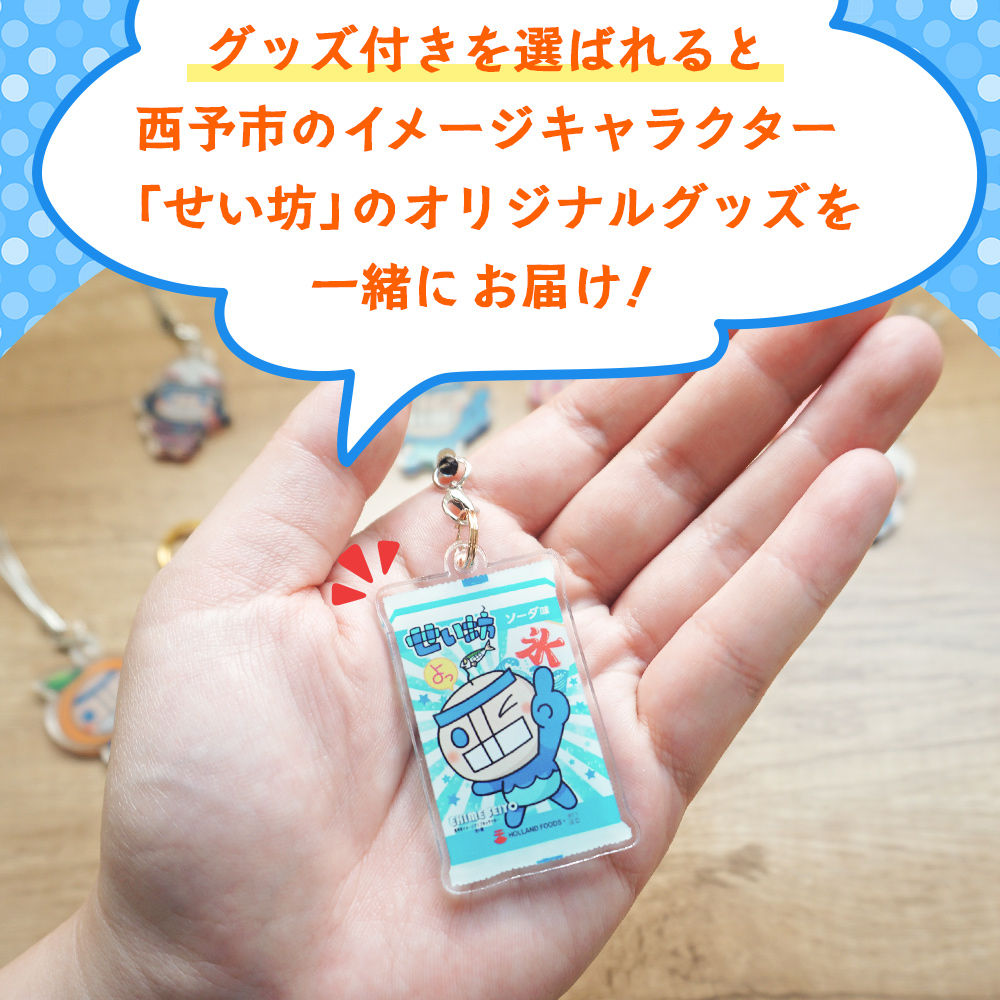 ＜袋かき氷 みきゃん氷 20袋セット&せい坊オリジナルグッズ2点＞ かき氷 みかん味 オレンジ味 氷菓 シャーベット 袋氷 かきごおり こおり スイーツ 温州みかん 菓子 いそき屋 愛媛県 西予市