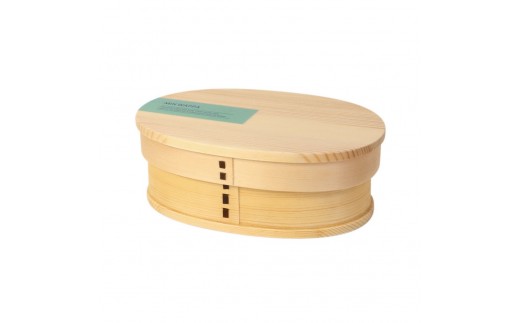 みよし漆器本舗 曲げわっぱ お弁当箱 600ml 約17.5×11.5×高さ6.5cm 小判型 MIN WAPPA カーキ 白木