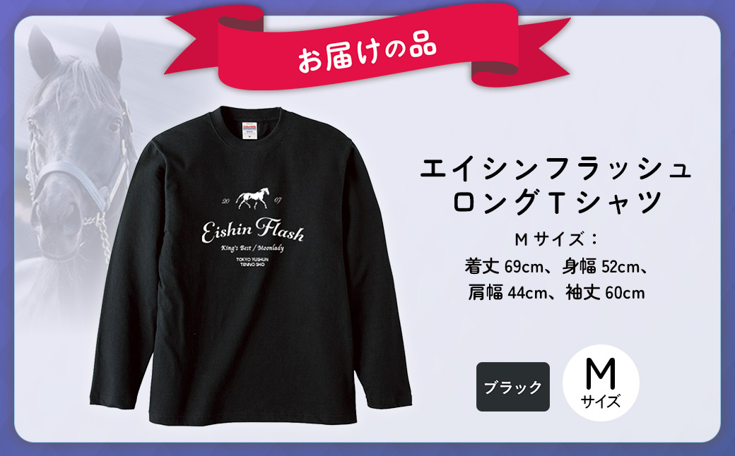 【エイシンフラッシュ】（ブラック）ロングＴシャツ_Mサイズ BRTV025-2