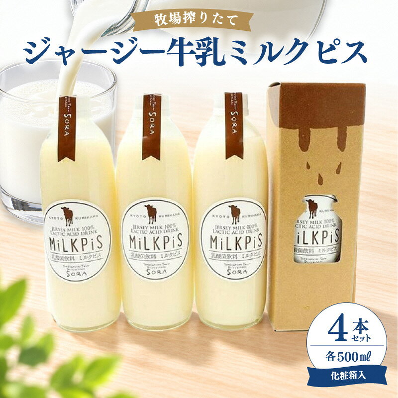 【ふるさと納税】ジャージーミルクピス(500ml×4本セット)化粧箱入 ふるさと納税 ミルクピス 乳製品 丹後ジャージー牧場 ミルク工房そら ジャージー牛乳の美味しさ広がる 乳酸菌ドリンク 乳酸菌飲料