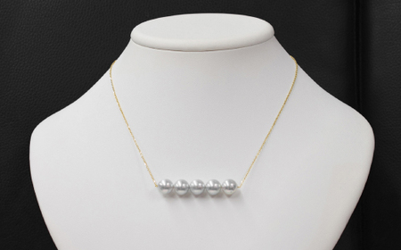 S101-221_天草産 8-9mm あこや真珠 パールネックレス ペンダント シルバー 5連