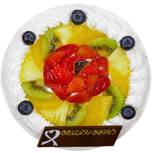 フルーツケーキ 4号 冷凍 プレート付き 洋菓子 焼菓子 デザート スイーツ チョコレート チョコ お菓子 おやつ 果物 フルーツ 苺 いちご キウイ オレンジ ブルーベリー パイナップル カスタード
