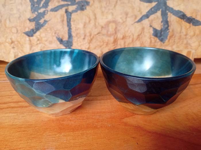 【ふるさと納税】 【秩父産材使用】藍染の木のぐい呑み ／ 手づくり 木製 オリジナル技法 藍染め 栃の木 セラミックス塗装 酒器 送料無料 埼玉県 特産 No.602