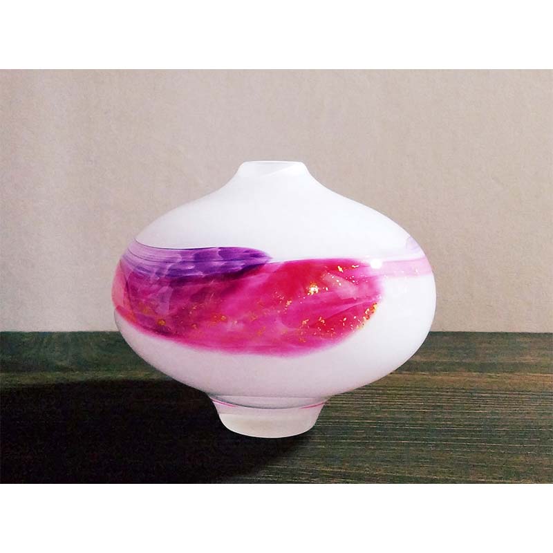 【ふるさと納税】＜ガラス作家 松尾具美＞花器「飛花」 硝子 ガラス 花器 花瓶 松尾具美 贈り物 ギフト F6L-080var