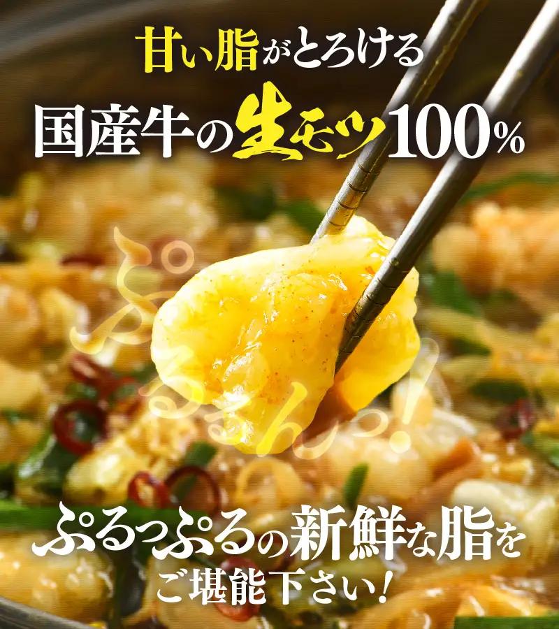 ぷるるんもつ鍋セット 中華麺付き！（約2～3人前）みそ味 越前のホルモン屋 国産牛 / キャンプ飯 味噌 モツ鍋 小腸 ホルモン 鍋 国産 国産牛 牛ホルモン おつまみ 冷凍 お試しセット 人気 アウ