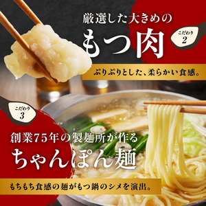 製麺所特製のシメのちゃんぽん麺を味わう！旨塩もつ鍋セット【B089】
