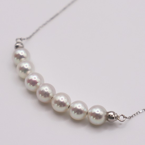 
            1846 Pt850 あこや本真珠7個付き 4.5～5.0mm ペンダントネックレス
          