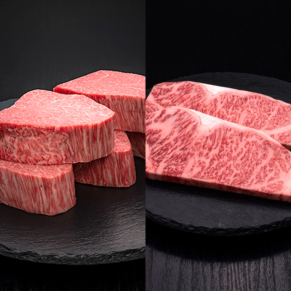 【ふるさと納税】＜選べる定期便＞A5等級 博多和牛 ヒレシャトーブリアン 満足Bセット ダイヤモンドカット・サーロインステーキ 1回あたり1.4kg 1ヶ月毎～6ヶ月毎 2回～12回 牛肉 和牛 お肉 赤身 霜降り 希少部位 冷凍 国産 福岡県産 福岡県 糸田町 送料無料