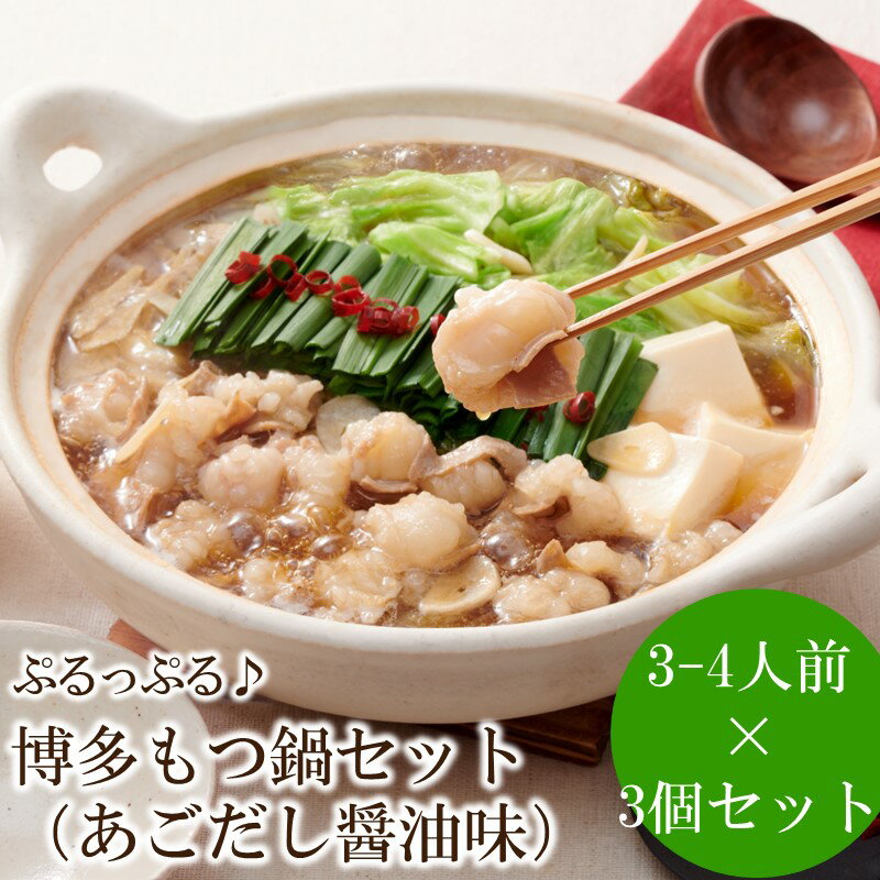 【ふるさと納税】やまや　博多もつ鍋セット　あごだし醤油味（3-4人前）×3セット【033-0028】