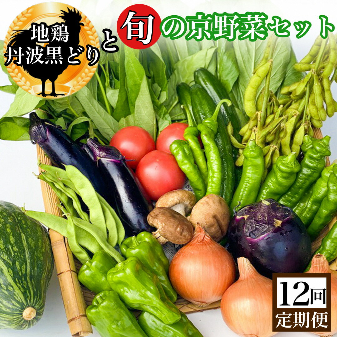 【ふるさと納税】【12回定期便】地鶏・丹波黒どり＆旬の京野菜詰合せ　毎月お届けコース（全12回）≪定期便 野菜 やさい 京都 京野菜 丹波 地鶏 鶏肉 セット 詰め合わせ 減農薬 有機栽培 有機野菜 旬 新鮮 冷蔵 直送≫※沖縄・離島・諸島へのお届け不可