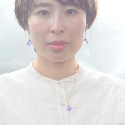 ふるさと納税 長沼町 【Soukore】ガラスアクセサリー・ラベンダー&トワイライト・ネックレス(シルバー) |  | 03