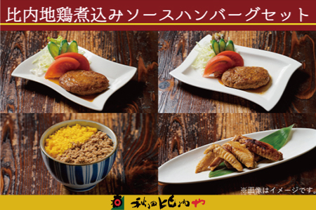 比内地鶏煮込みソースハンバーグセット　【85P2807】