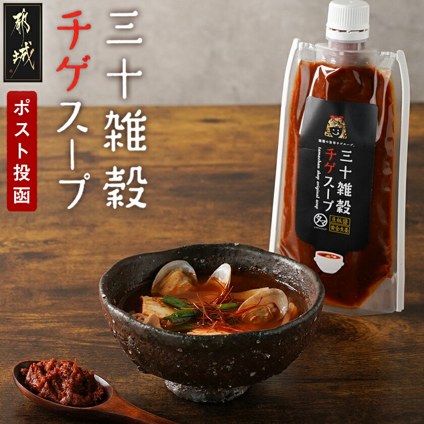 【ふるさと納税】【お試し♪】三十雑穀チゲスープ1本※ポスト投函 - 常温保存 スープ お湯で溶かすだけ 手軽 簡単 チゲ 豆板醤 黄金生姜 ごま油 キャンプ チゲ鍋 プデチゲ 温活 旨辛 ポスト投函 送料無料 L2-9003 【宮崎県都城市は2年連続ふるさと納税日本一！】