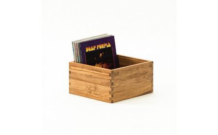 レコードボックス 横置きM 幅37.8cm 奥行き37.8cm 高さ19.8cm チーク無垢材